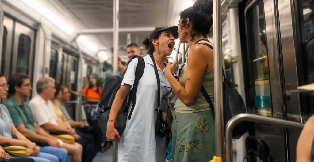 Cantora de trem encontra petista karen no vagão errado